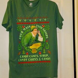 XL Buddy the Elf women's tee shirt. food groups Christmas top LIKE NEW